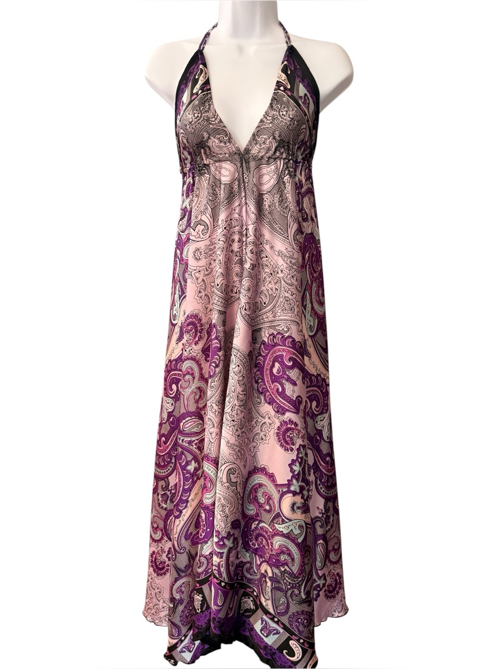 Classique Purple Paisley Halter Maxi Dress One Size Boho